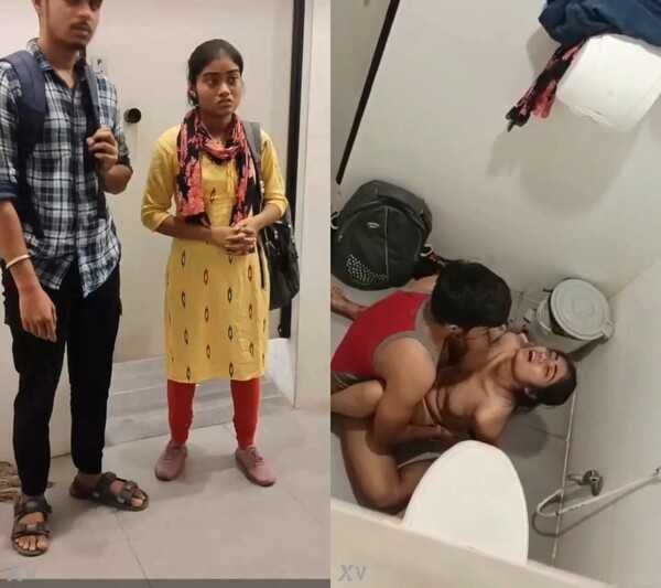 Beautiful horny lover couple indian real porn fucking public toilet